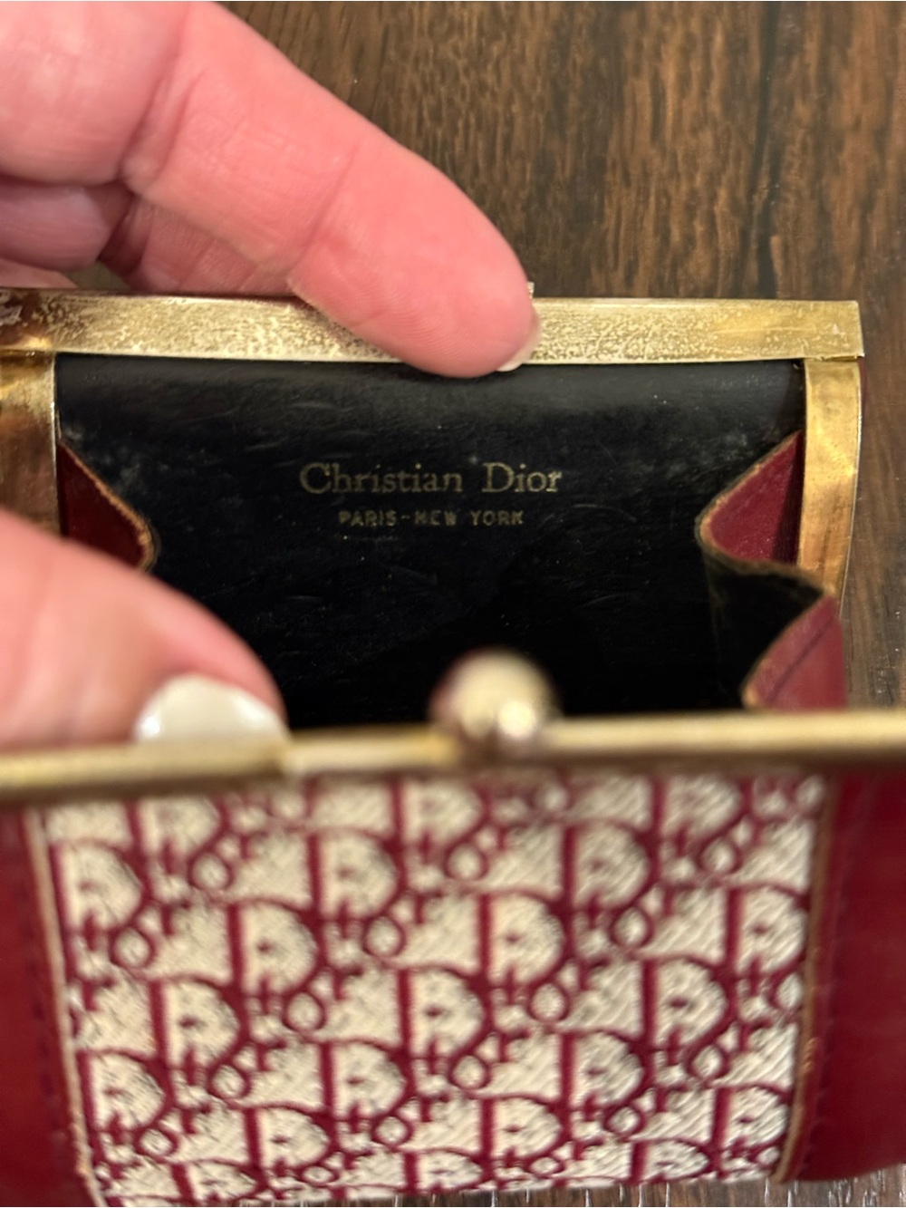 Vintage Christian Dior Oblique Coin Purse / Small Clutch – Bordeaux 🌸 - Picture 8 of 8